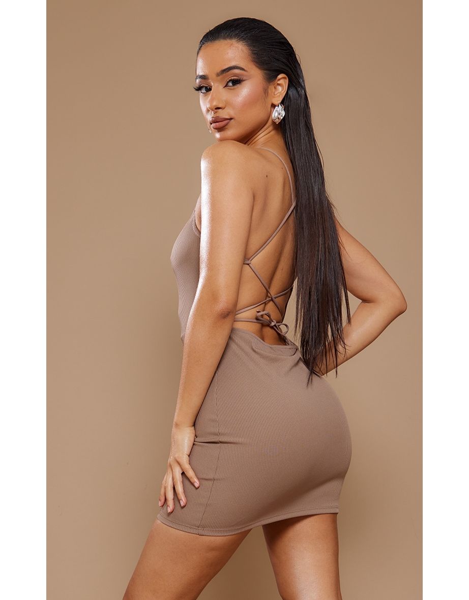 Lace back bodycon dress best sale