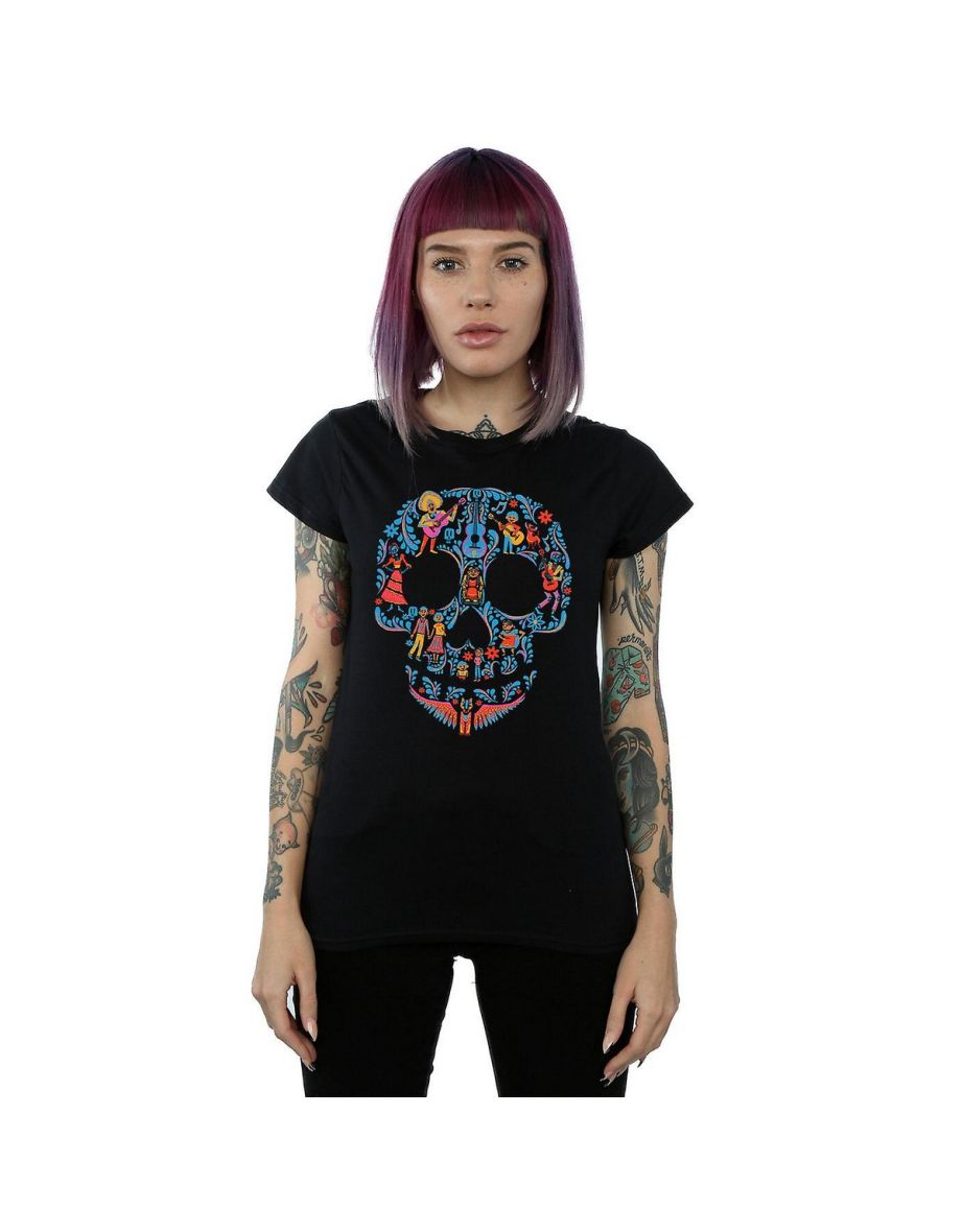 Coco Womens/Ladies Skull Cotton T-Shirt - Black