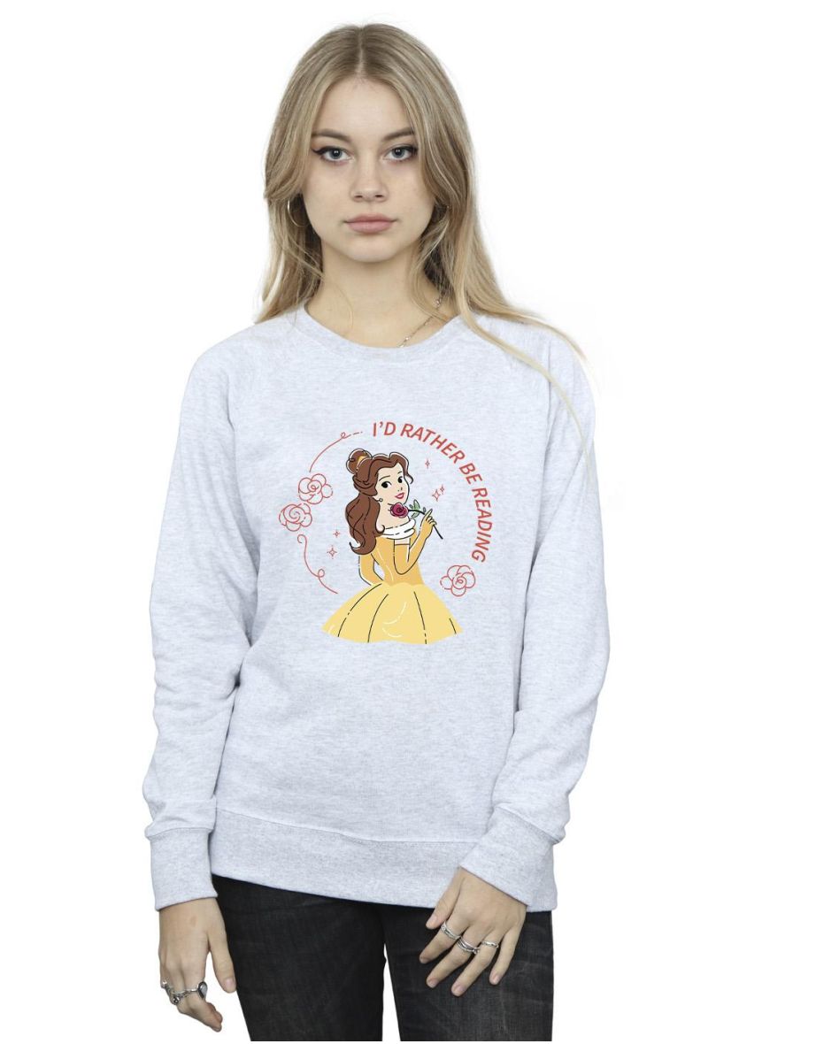 Disney Women's/Ladies Beauty And The Beast I´d Rather Be Reading Sweatshirt - 1
