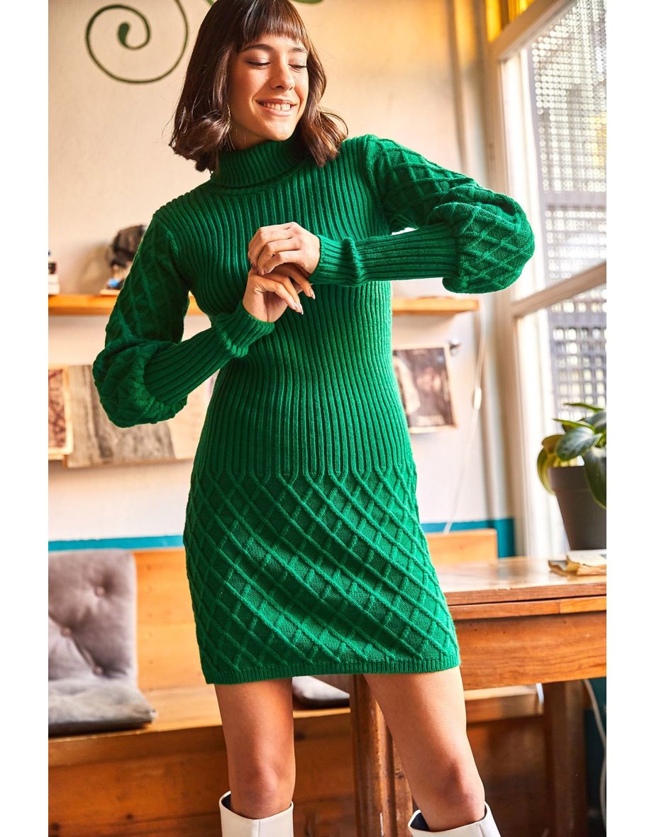 Green knitted jumper outlet dress