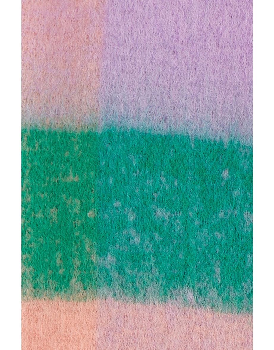 Yumi Purple And Green Check Fluffy Scarf - 1