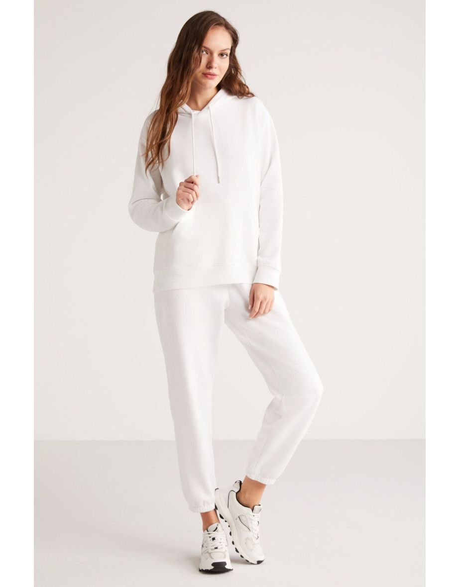MIRAI Women's Fleece Soft White Sweatpants