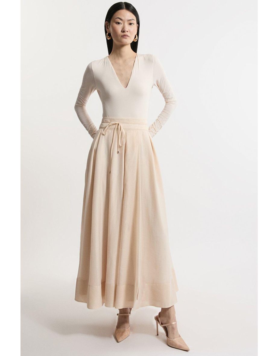 Organdie Split Woven Prom Midi Skirt