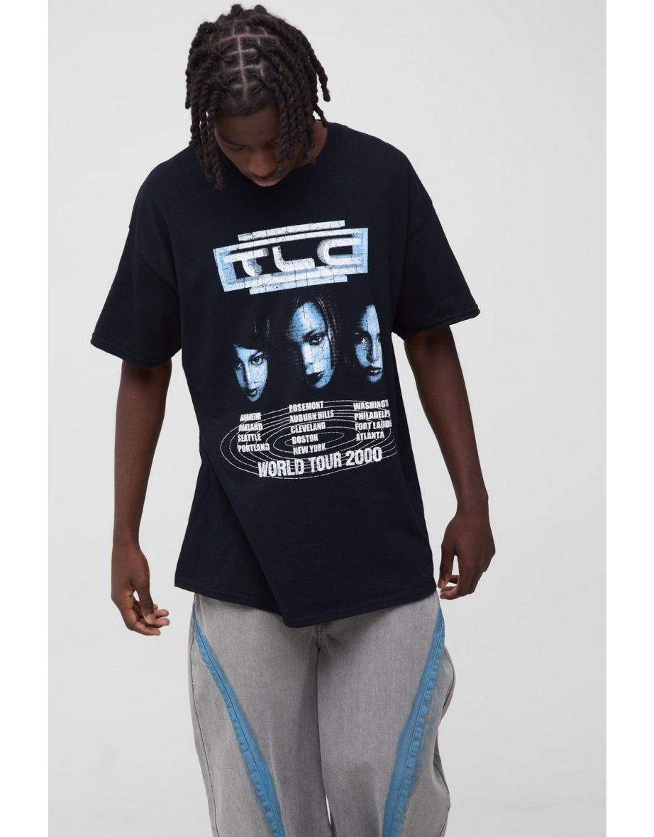 Oversized TLC License Print T-Shirt - black
