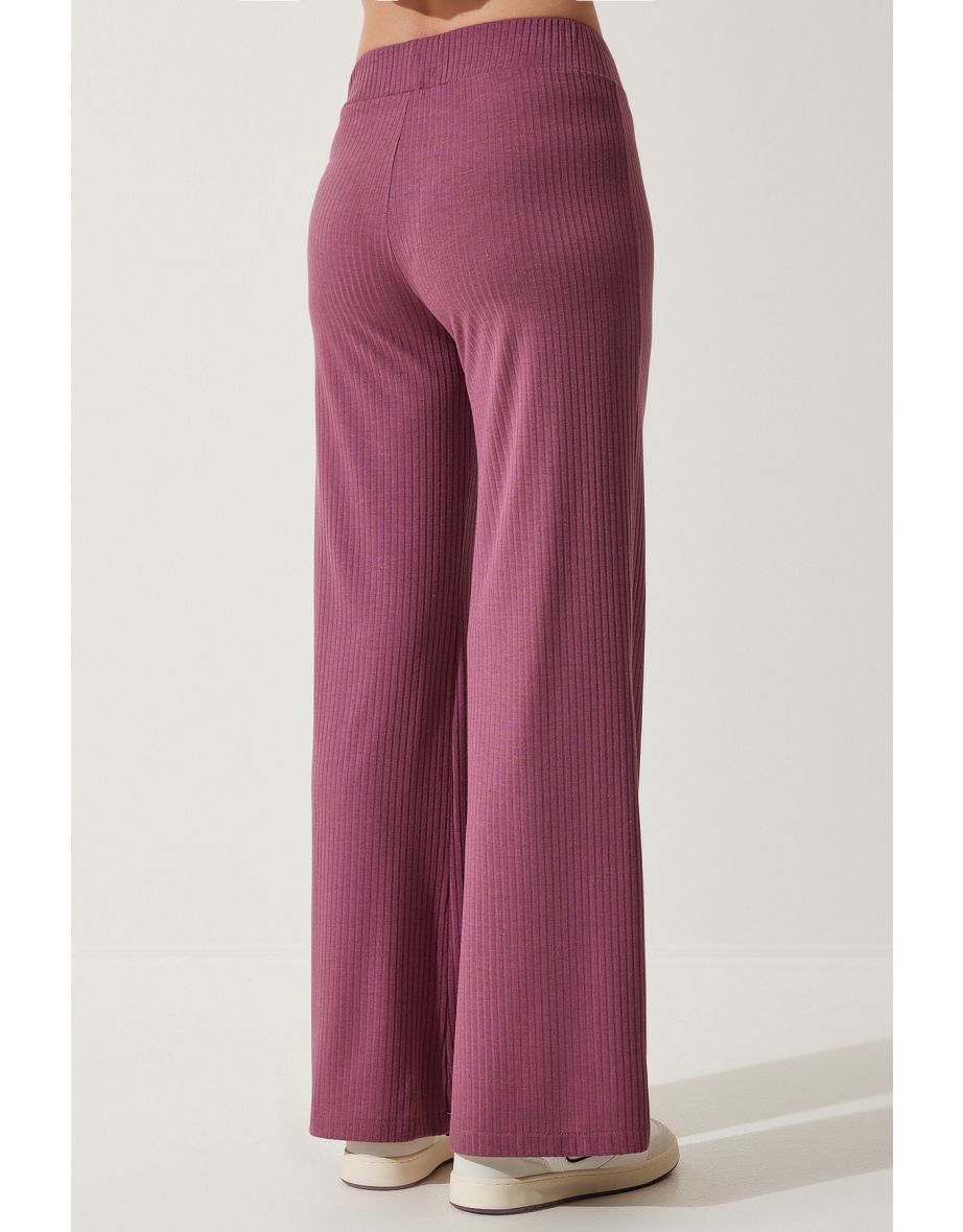 Women's Dusty Rose Corded Knitted Blouse Trousers Set - 7