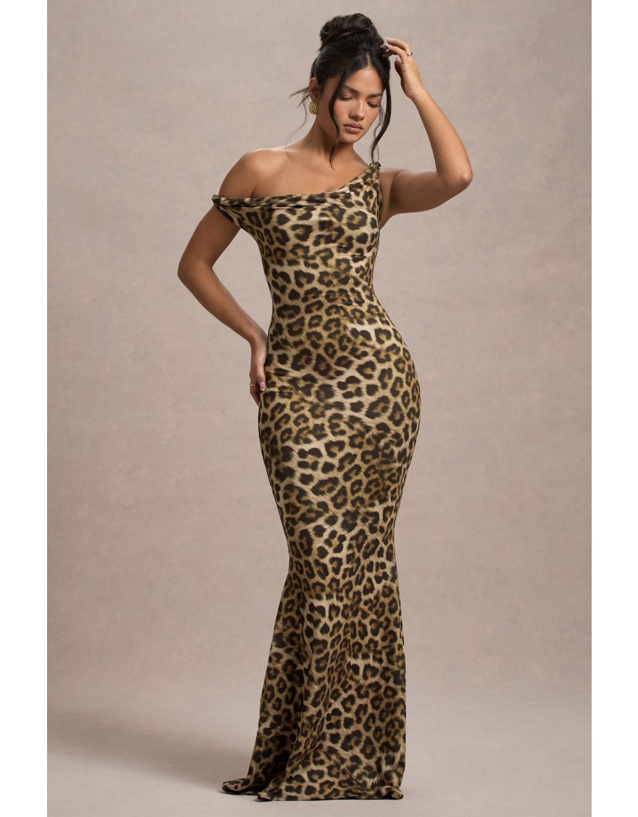 Lita | Leopard Print Twisted Asymmetric Floor Length Dress - 6