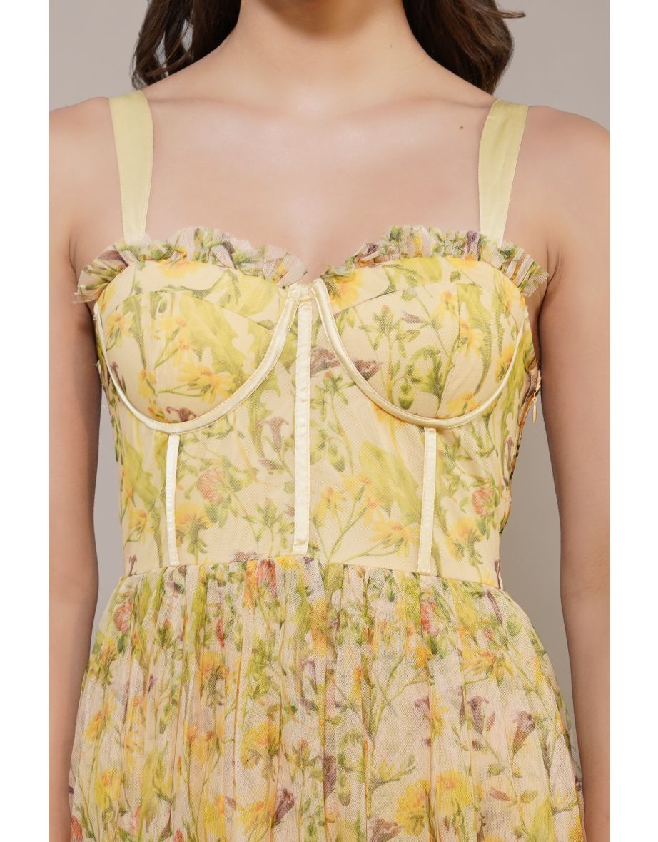 Dane Yellow Floral Corset Midaxi Dress - 5