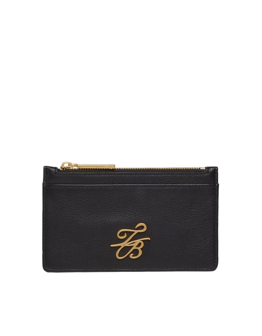 MARLEAH TB Script Zip Card Holder Black