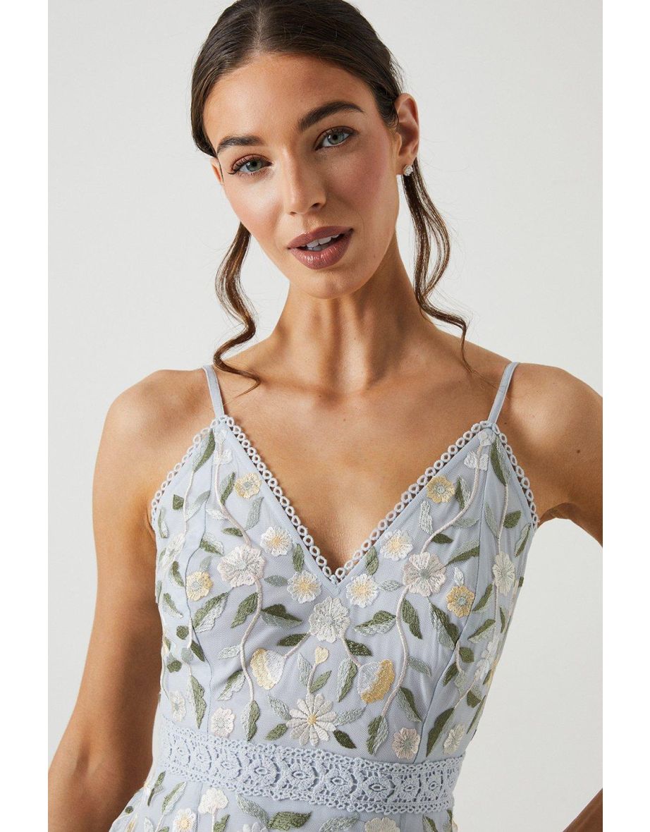 Wildflower Embroidered Strappy Bridesmaids Dress - 3