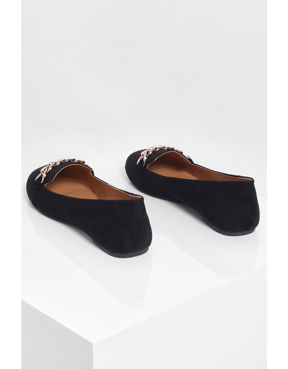 Wide Fit Chain Slipper Ballets - black - 3