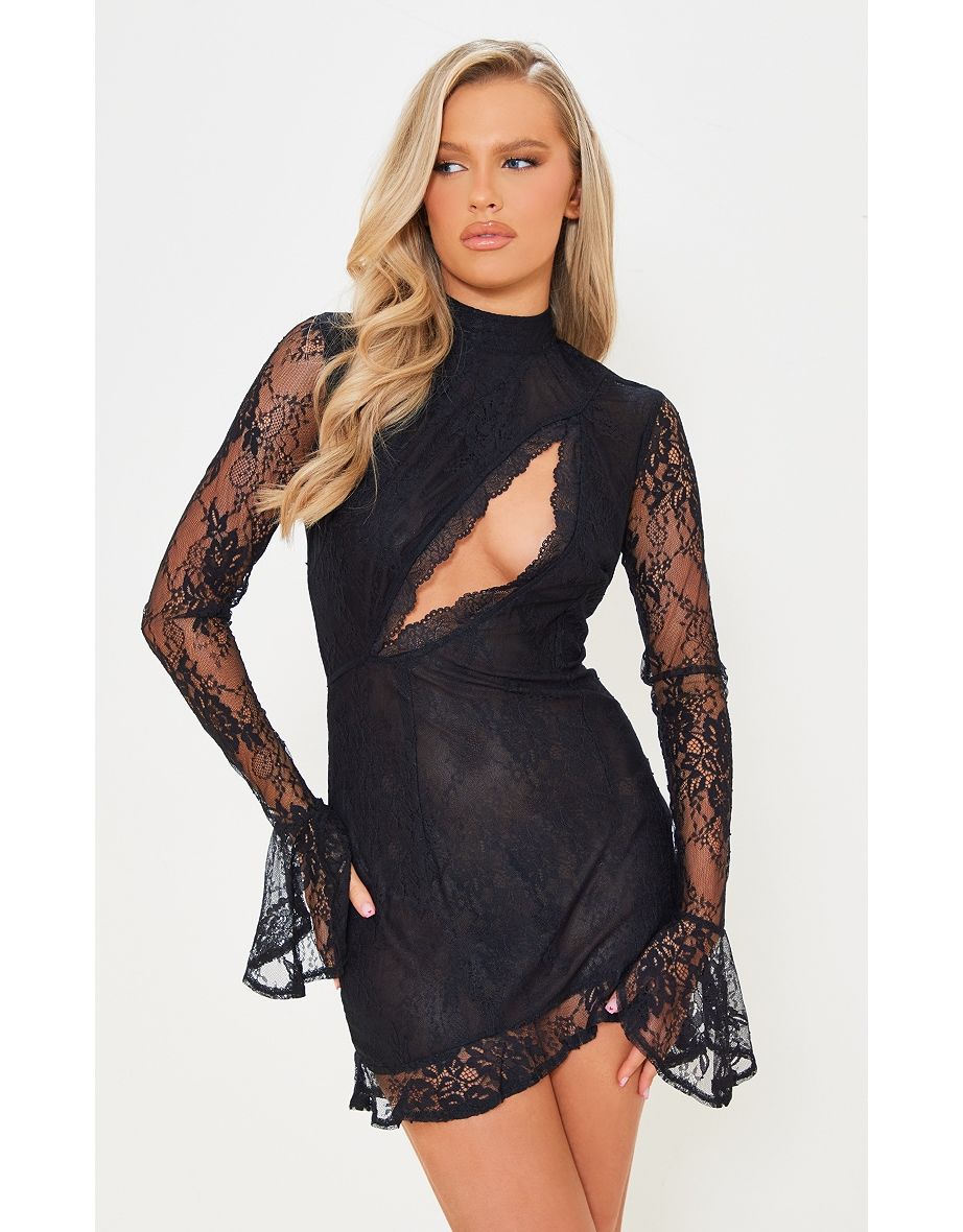 Sheer lace bodycon shops dress