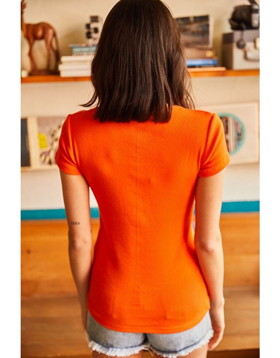 Women's Orange Snap-On Camisole Blouse - 4