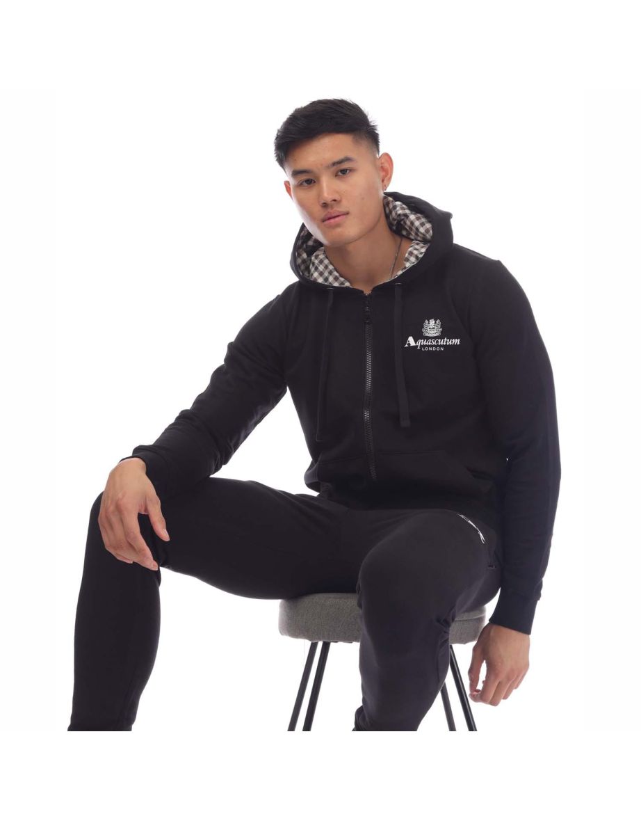 Men's Aquascutum Hooded Zip Sweatshirt in Black - 3