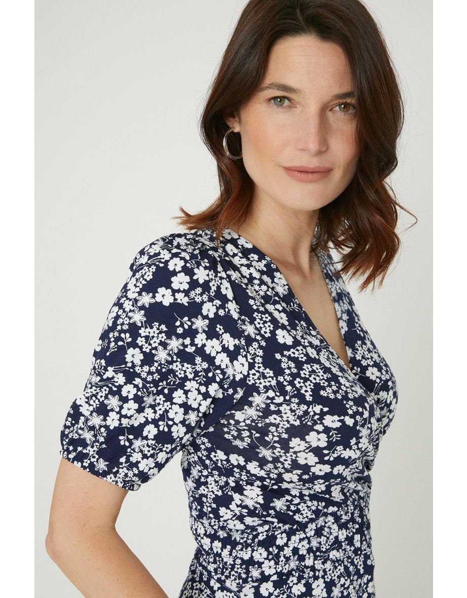 Shirred Waist Top - navy - 3
