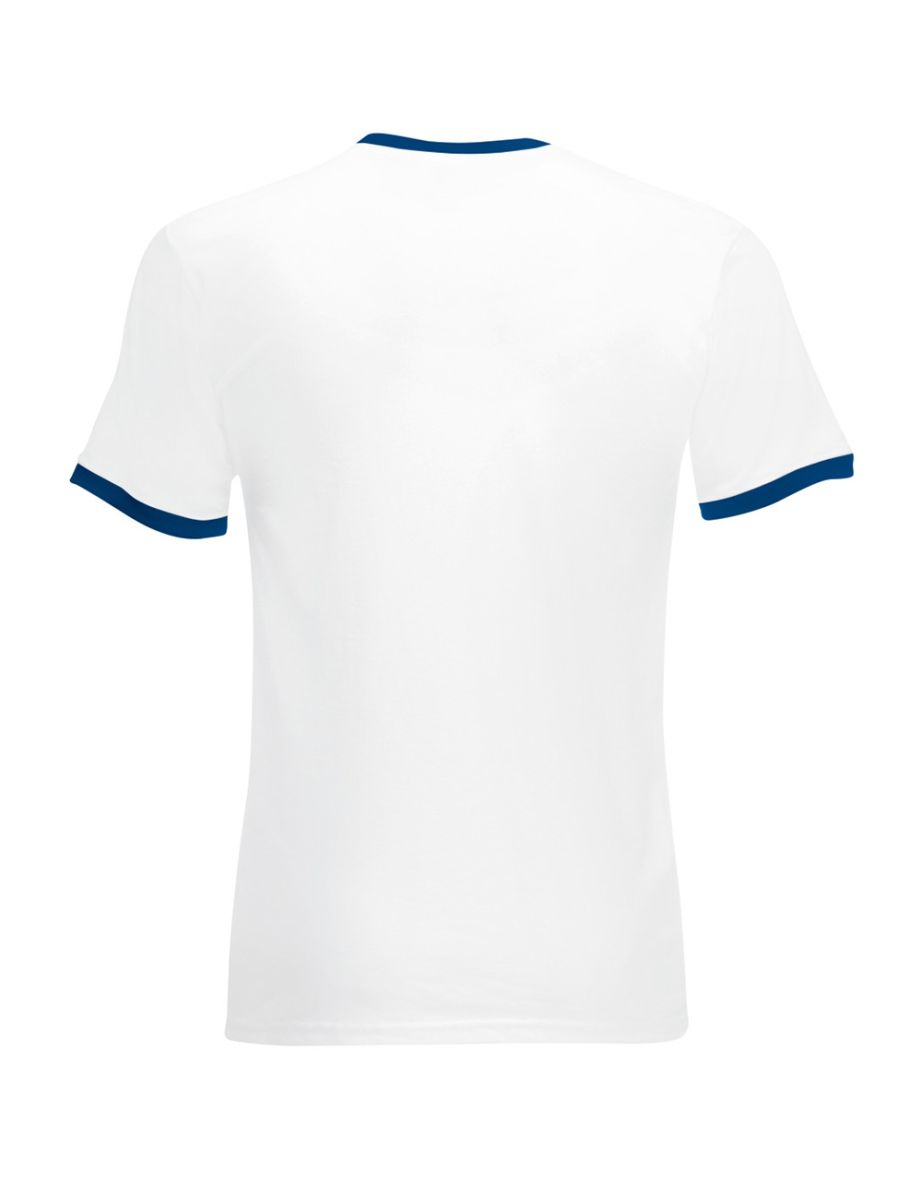 Fruit Of The Loom Mens Ringer Short Sleeve T-Shirt - White/Navy - 1