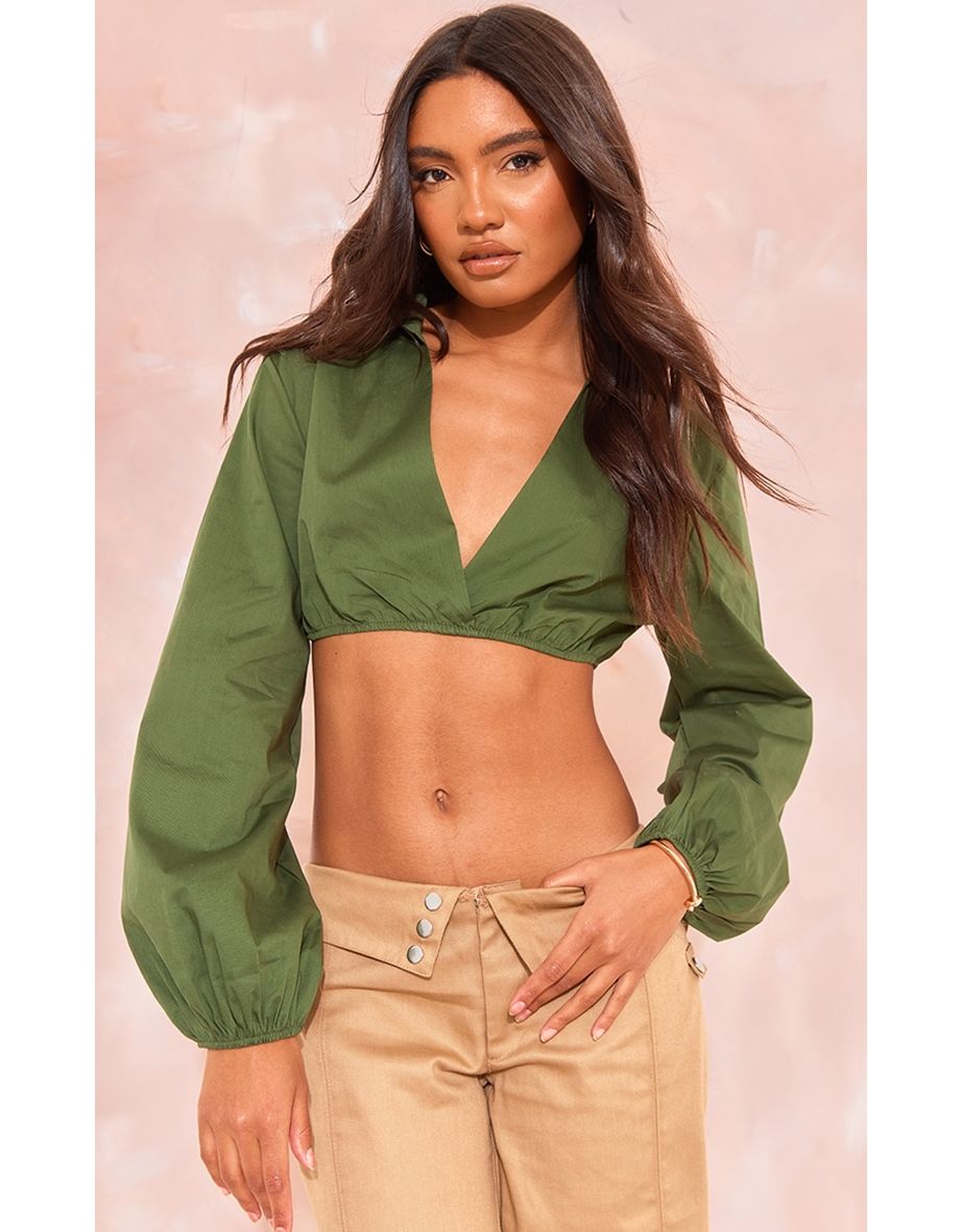 Tall Khaki Cropped Shirt