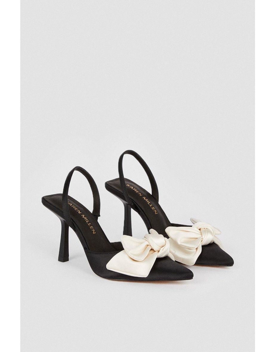 Satin Extreme Bow Slingback Court Heel - 3