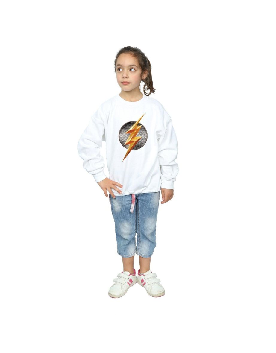 DC Comics Girls Justice League Movie Flash Emblem Sweatshirt - White - 3