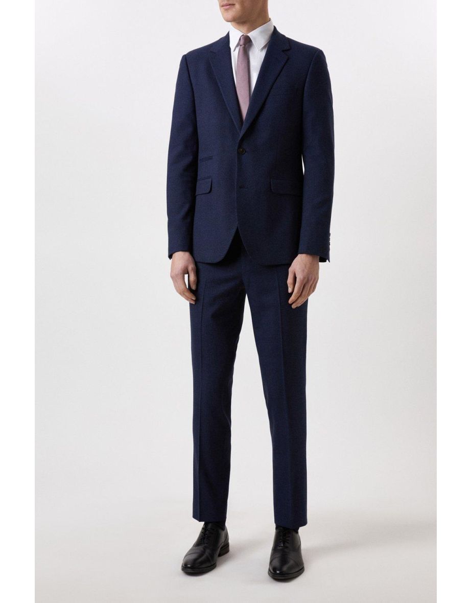 Skinny  Fit Navy Marl Suit  Jacket