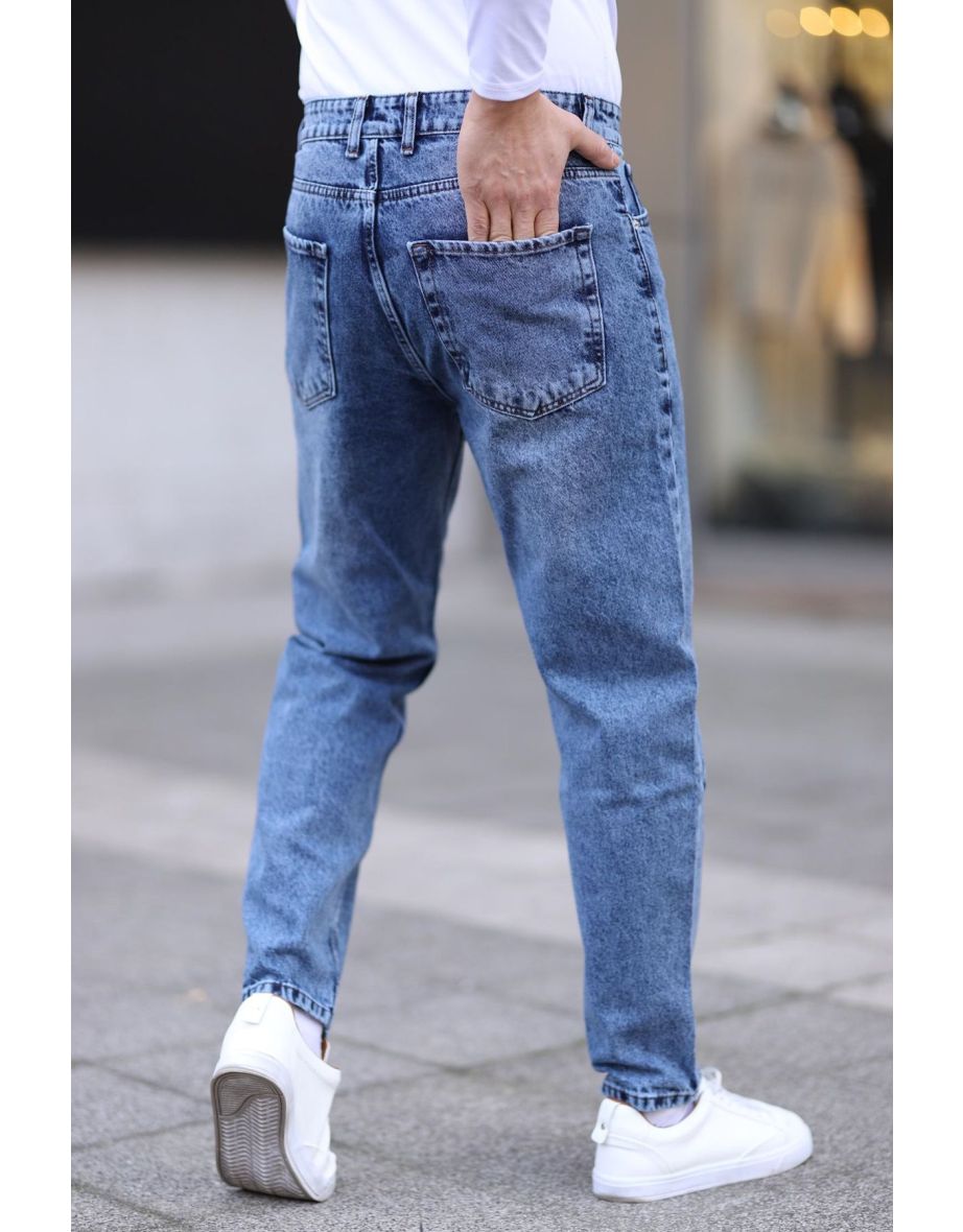 Blue Mens Boyfriend Jeans Denim Pants - 5