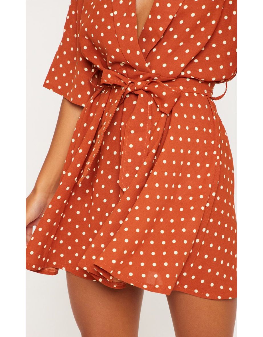 terracotta polka dot dress