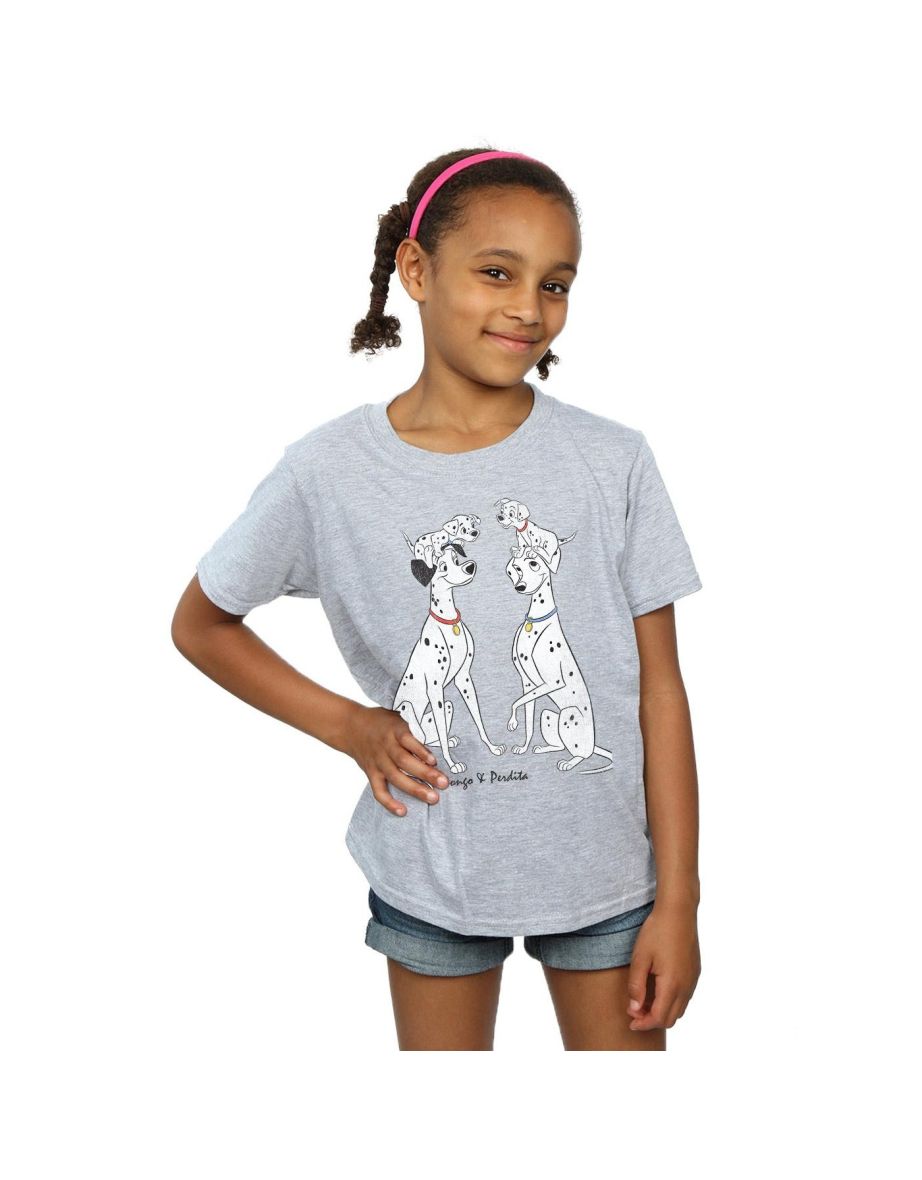 101 Dalmatians Girls Pongo And Perdita T-Shirt - Sports Grey - 3