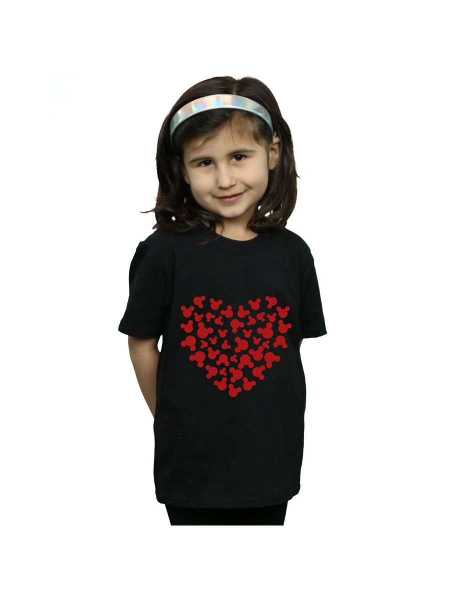 Shop Disney Girls Mickey Mouse Heart Silhouette Cotton T Shirt Black Online in Bahrain VogaCloset