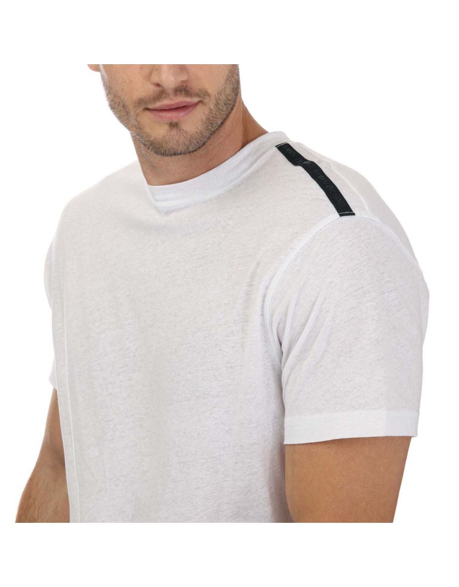 Men's Armani Exchange Linen Blend T-Shirt in White - 5