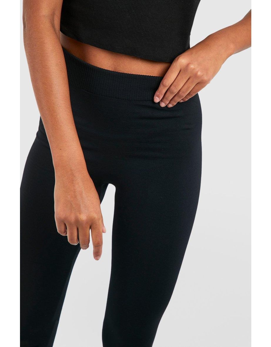 Tall High Waisted Fleece Lined Leggings - black - 3