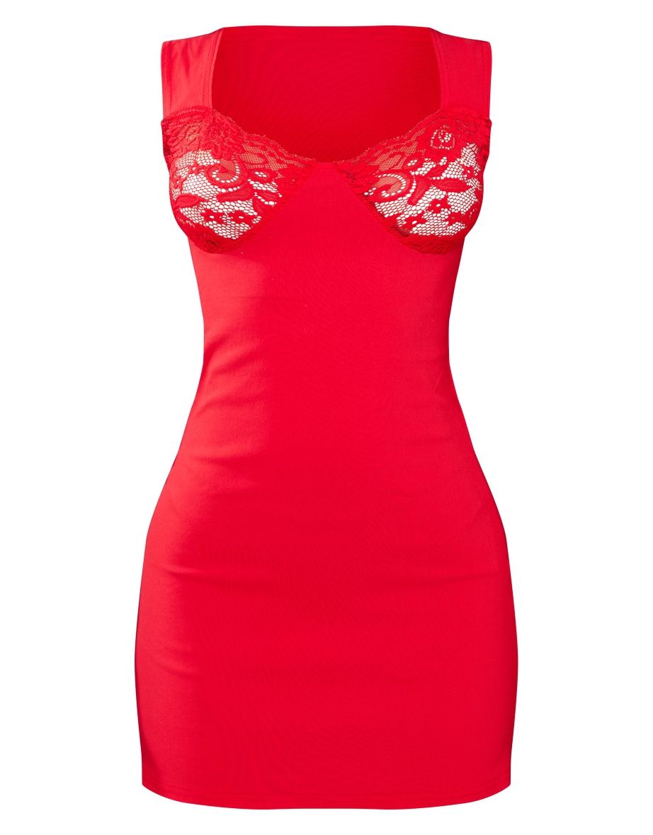 Petite Red Lace Cup Bodycon Dress - 4