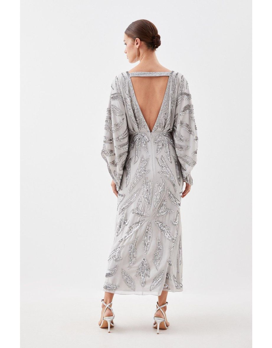 Petite Kimono Sleeve Embellished Maxi Dress - 2