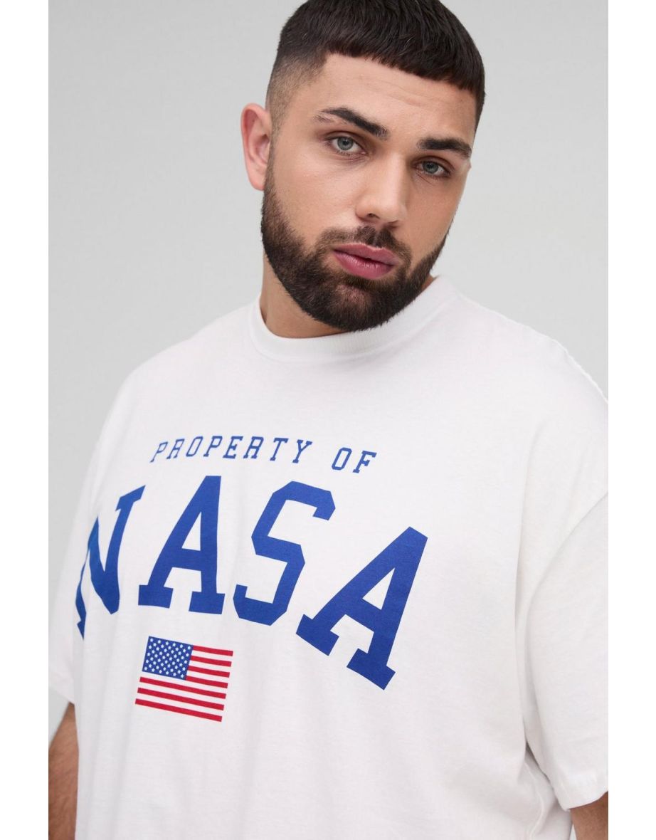 Plus Oversized Nasa Logo License Print T-Shirt - 2