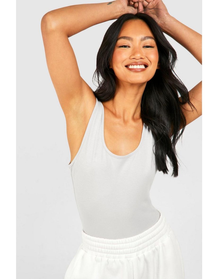 Premium Super Soft Strappy Bodysuit - light grey