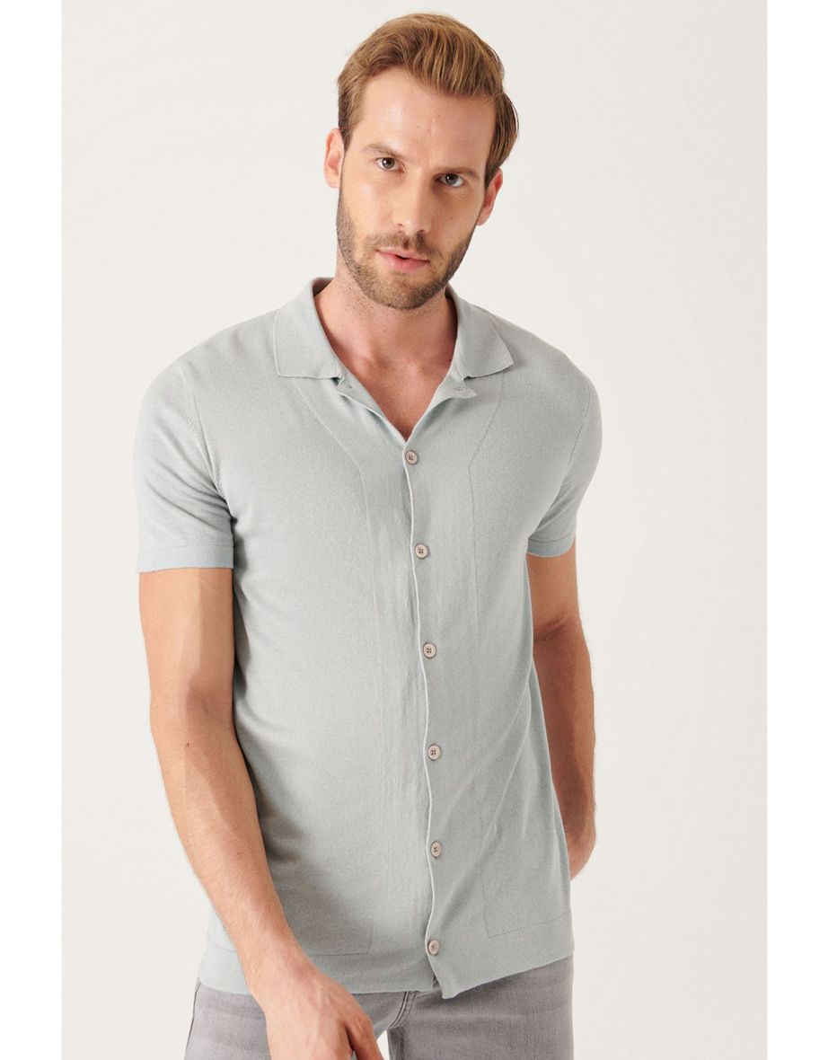Avva Grey Collared T-Shirt - 4
