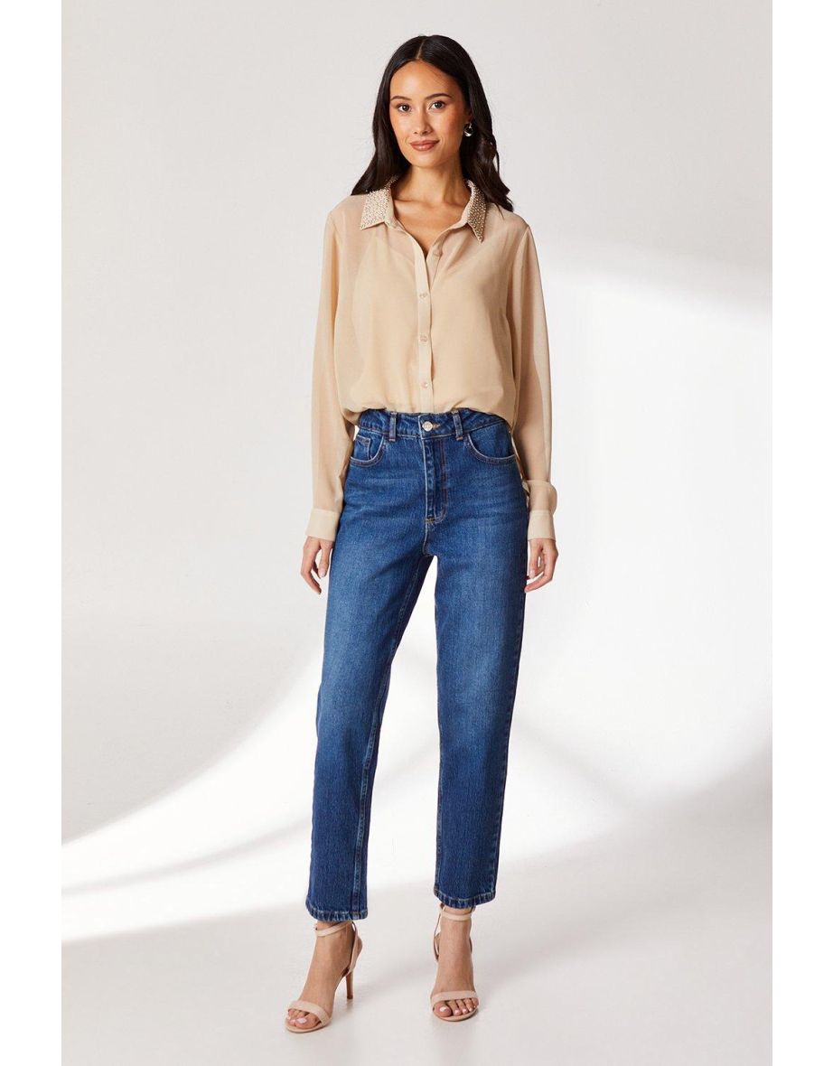 Principles by Debenhams Long Sleeved Beige Chiffon Shirt