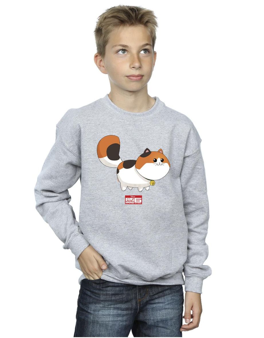 Disney Boys Big Hero 6 Baymax Kitten Pose Sweatshirt - Sports Grey
