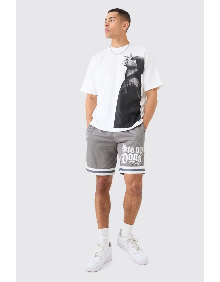 Oversized Snoop Dog License T-shirt And Mesh Short Set - white