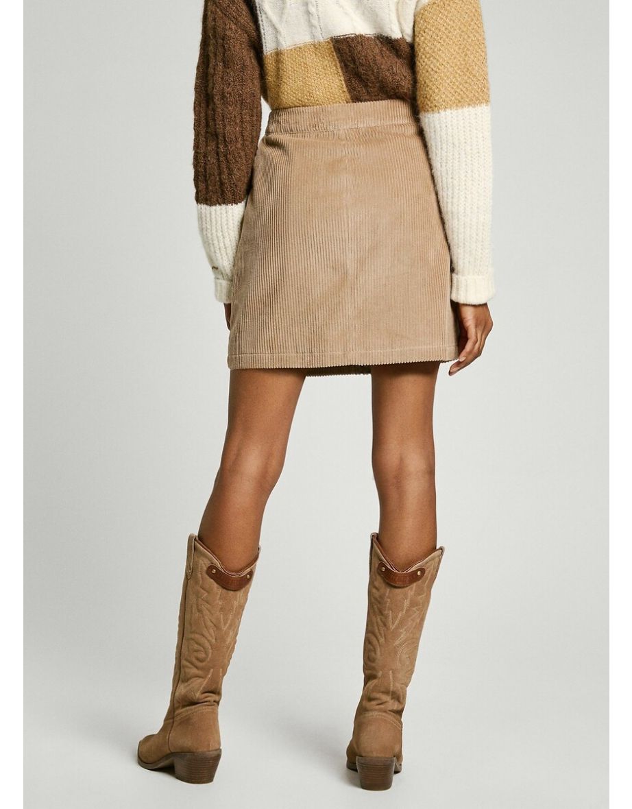 Cassie Corduroy Skirt with Zip-Front - 3