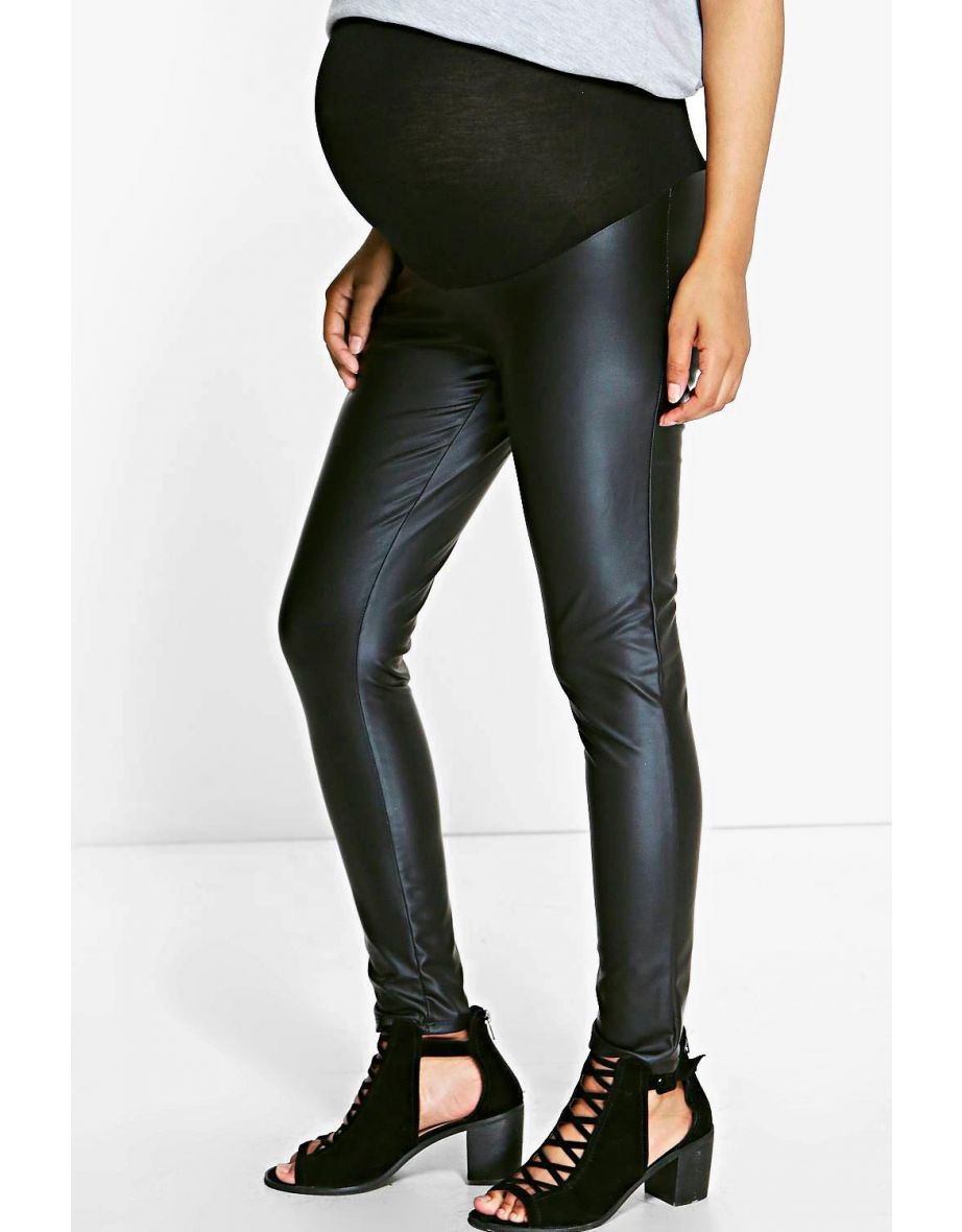 Maternity Leather Look Over The Bump Legging - black - 3