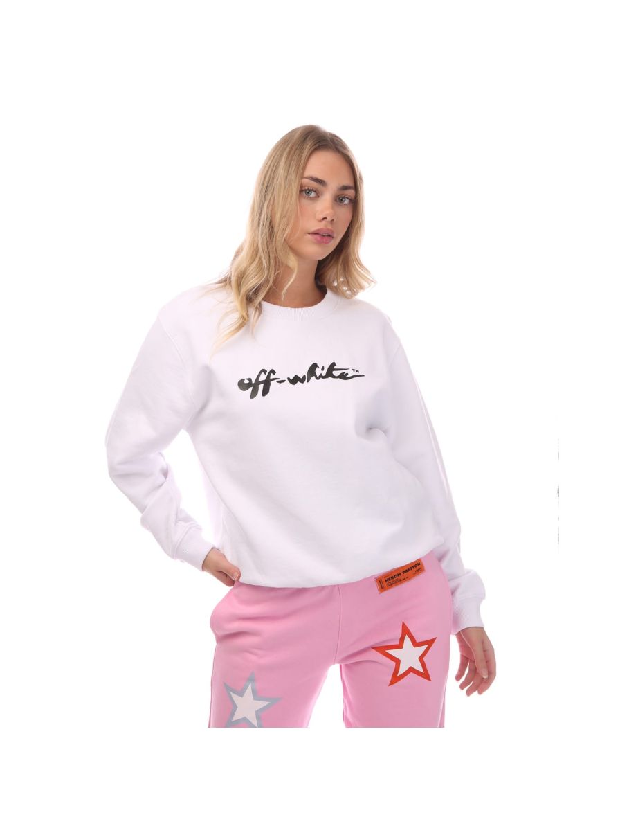 Women's Off White Painter Logo Regular Crewneck Sweatshirt in White