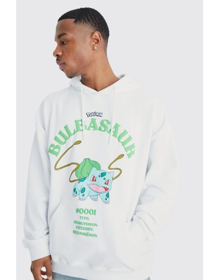 Oversized Pokemon Bulbasaur License Hoodie - white - 2