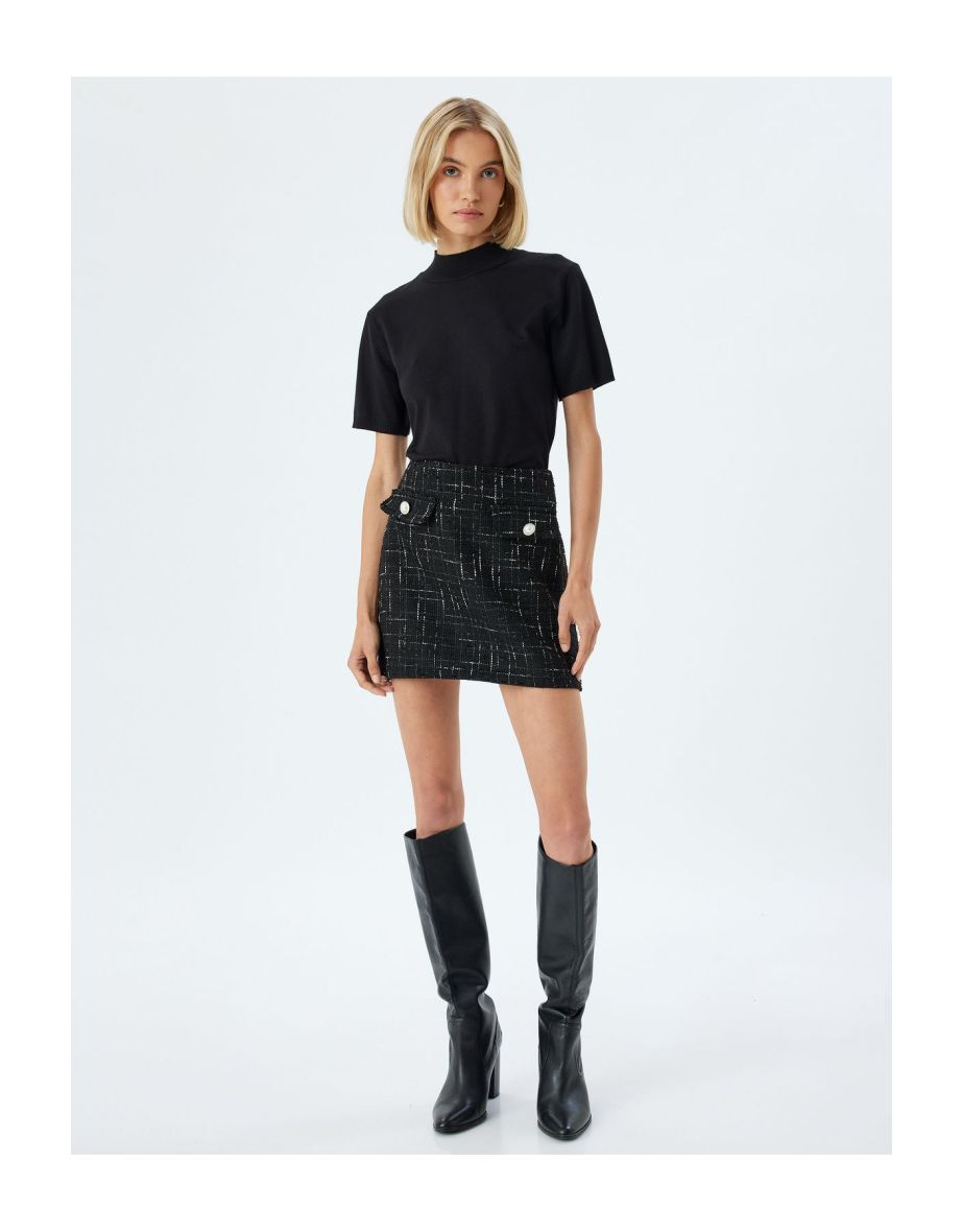 Basic Short Sleeve Sweater Light Stand Collar