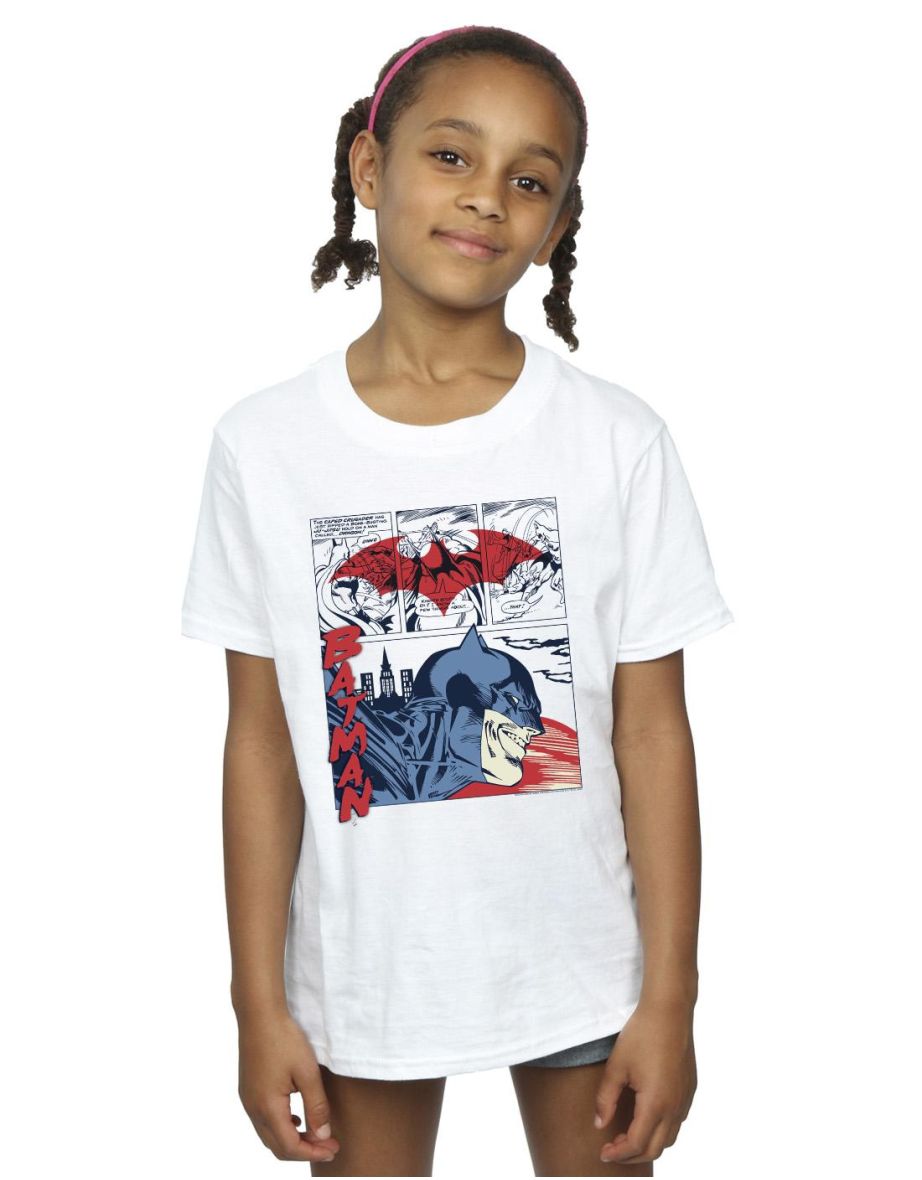 DC Comics Girls Batman Comic Strip Cotton T-Shirt - White