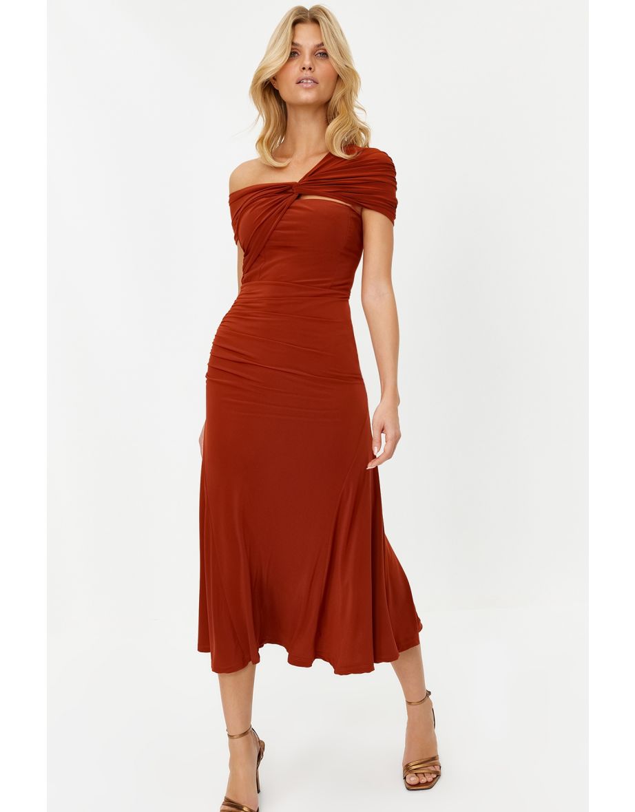 Tile Fitted Knitted Elegant Evening Dress