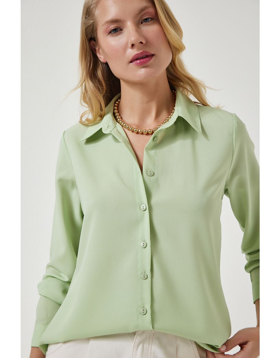 Women's Light Green Soft Textured Basic Shirt