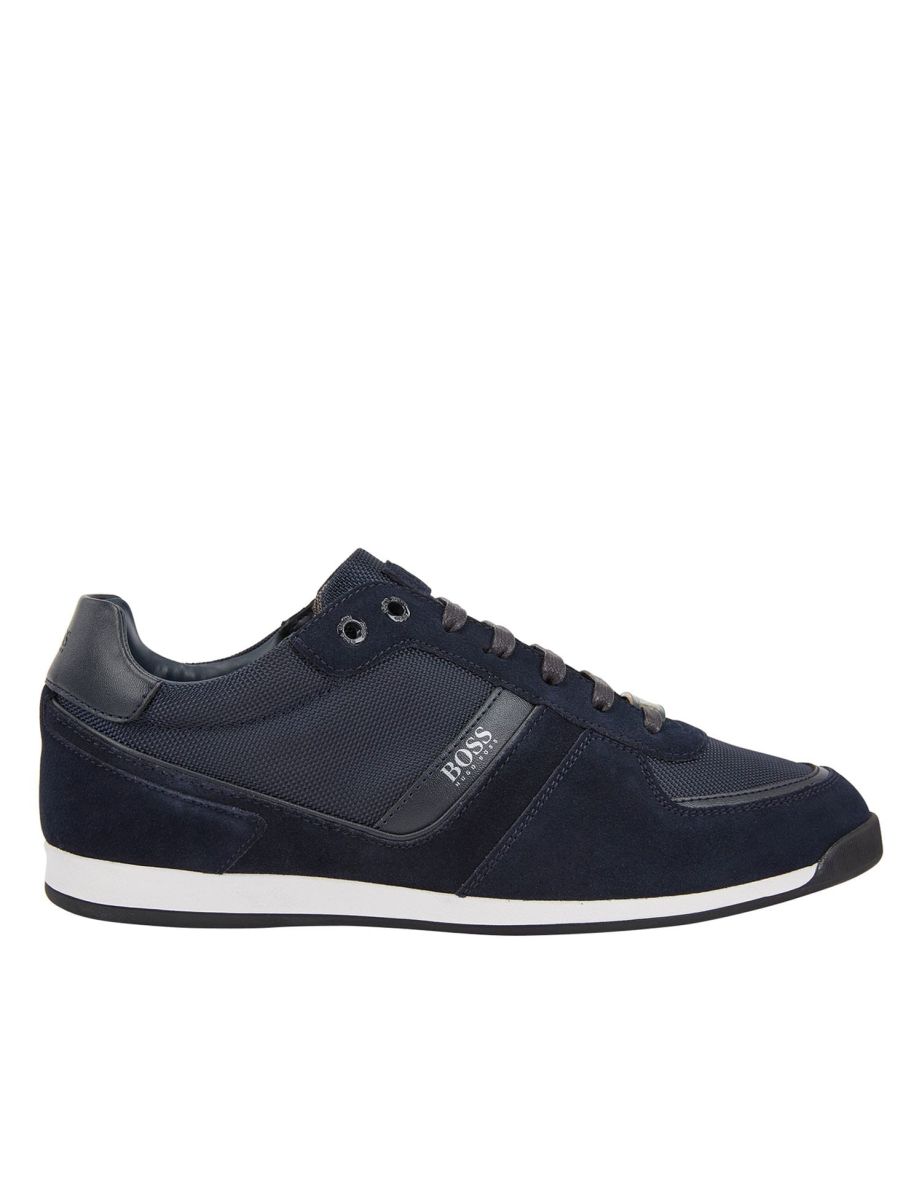 Men's Boss Glaze Low-Top Trainers in Blue