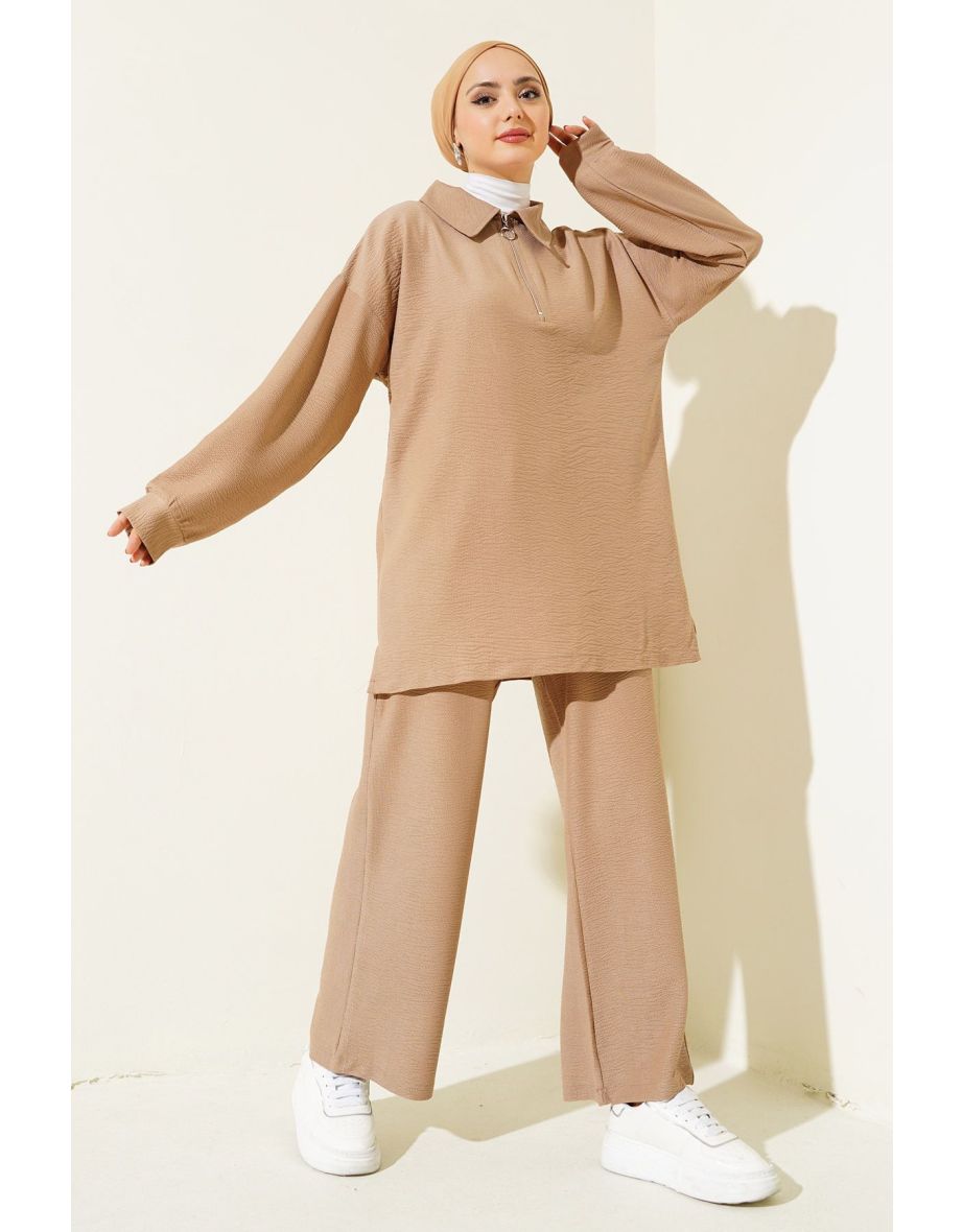 Wide Leg Trousers Tunic Two Piece Set