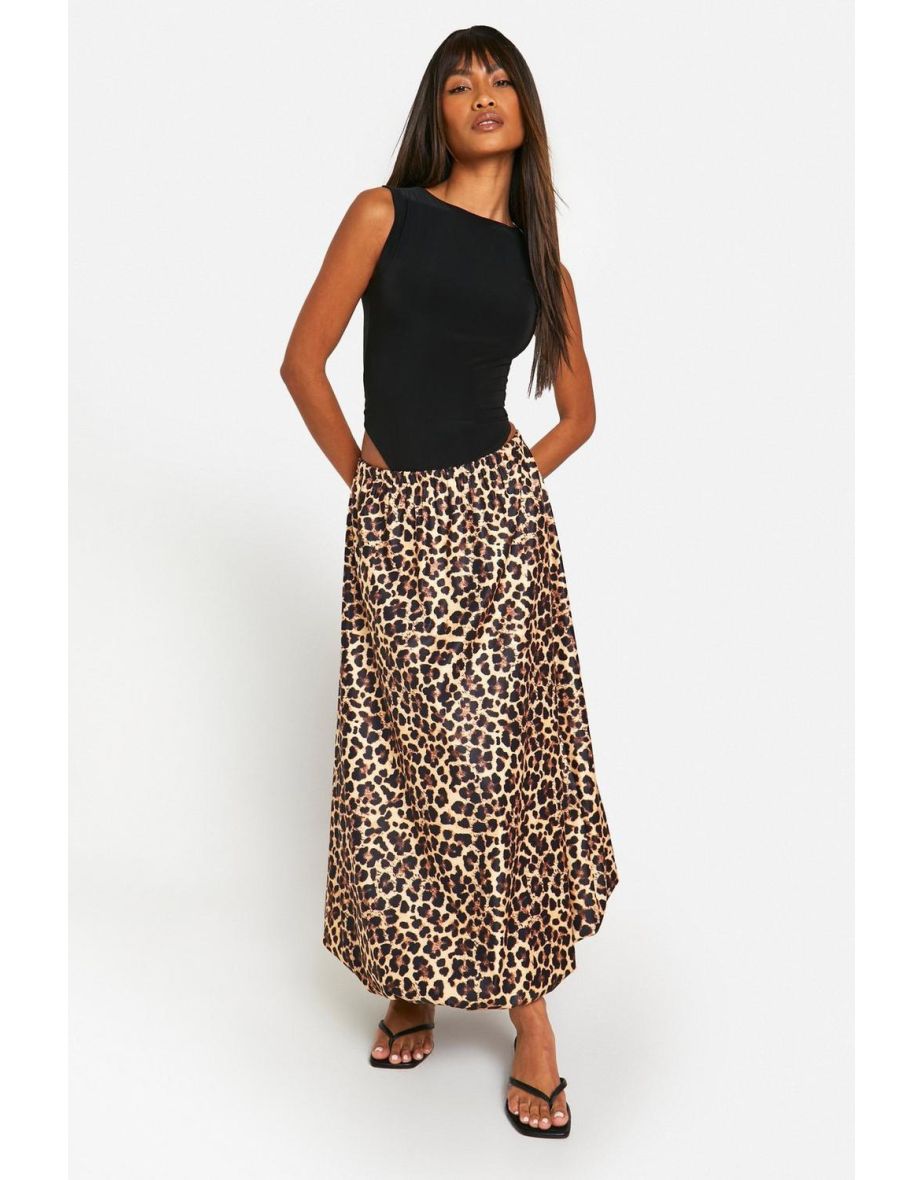 Leopard Puff Ball Maxi Skirt - leopard