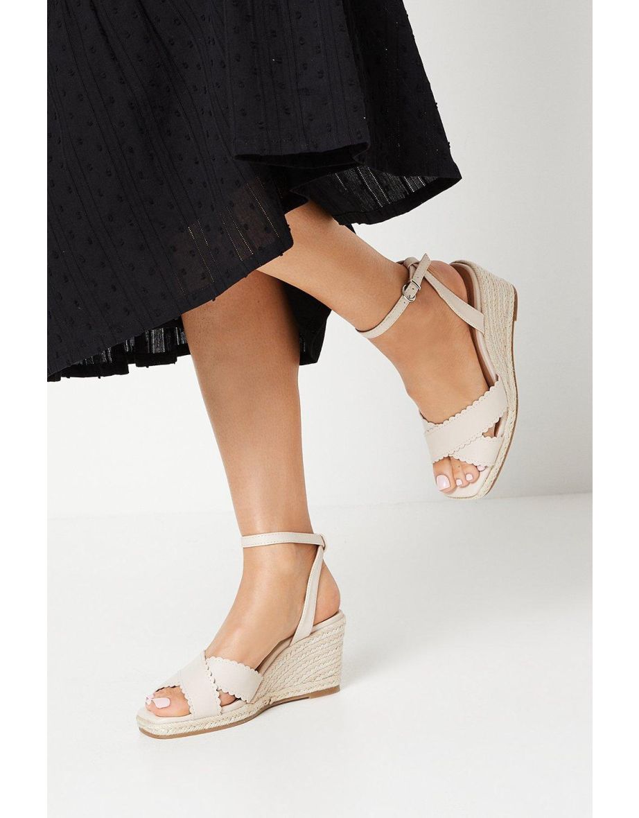 Shop Georgiana Scalloped Cross Strap Espadrille Wedges Online in Qatar VogaCloset