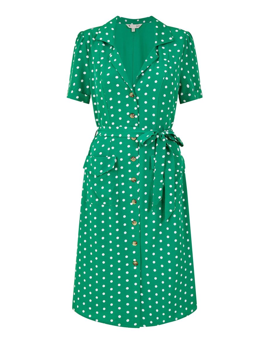 Yumi Green Spot Retro Shirt Dress - 5
